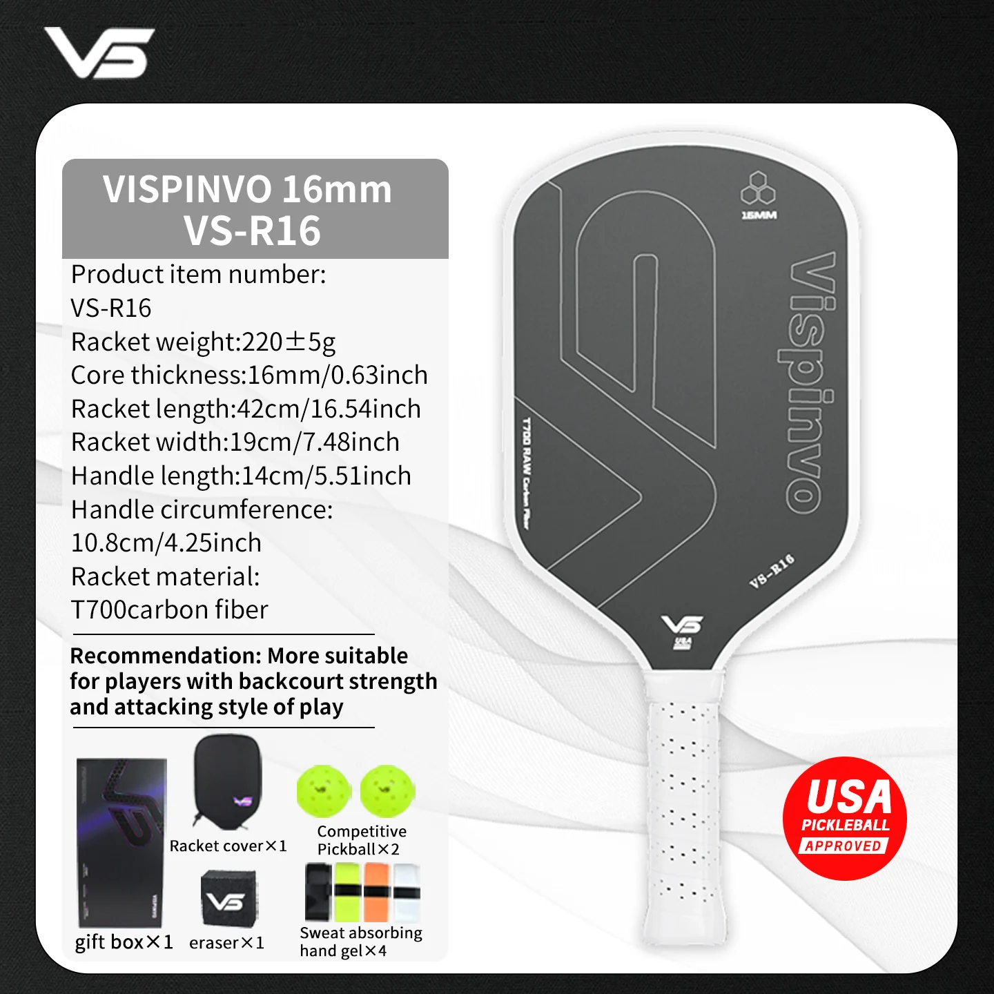 USAPA Approved VISPINVO R16 Pickleball Paddles - Image 3