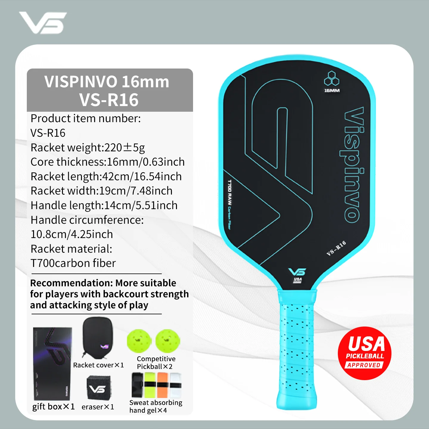 USAPA Approved VISPINVO R16 Pickleball Paddles - Image 4