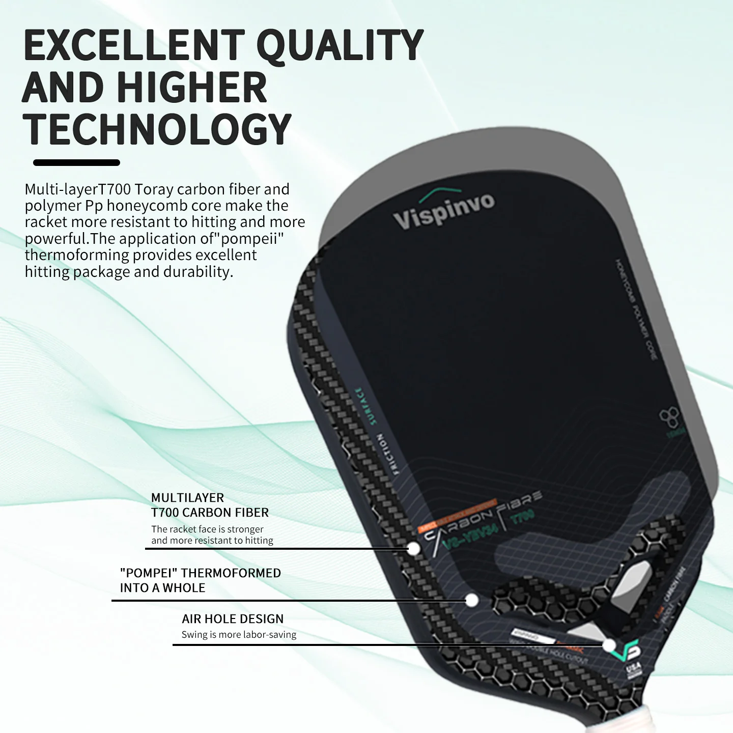 USAPA Approved VISPINVO YBV34 Pickleball Paddles - Image 5