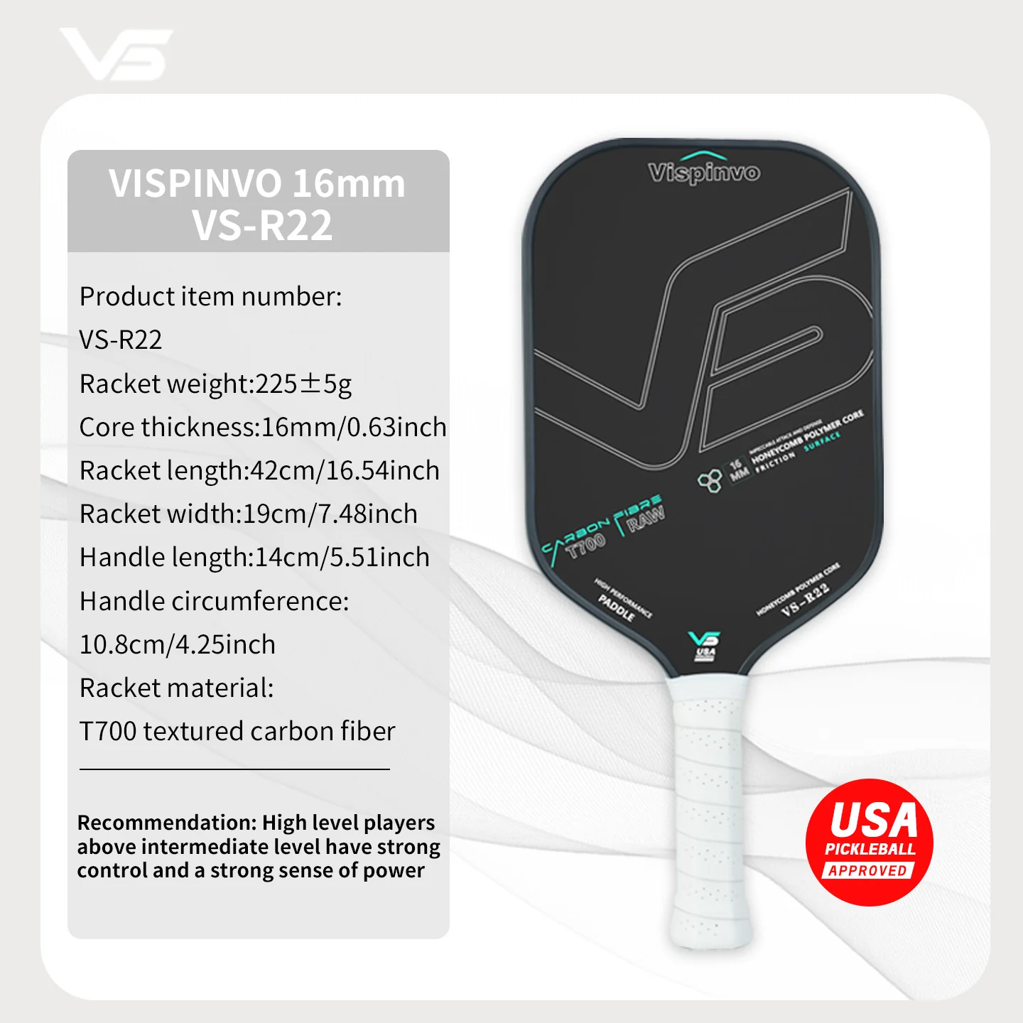 USAPA Approved VISPINVO R22 Pickleball Paddles - Image 4